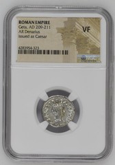 NGC VF Denarius of Geta AD209-211 NGC Ancients Certified Roman Silver VERY FINE