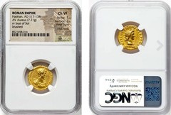 Hadrian Augustus Gold AV Aureus Roman Empire Coin w/Sol Invictus NGC CH VF+ FS