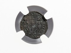 Constantine II Roman Empire AE4 BI Nummus AD 337 NGC Ch AU Soldiers Standards
