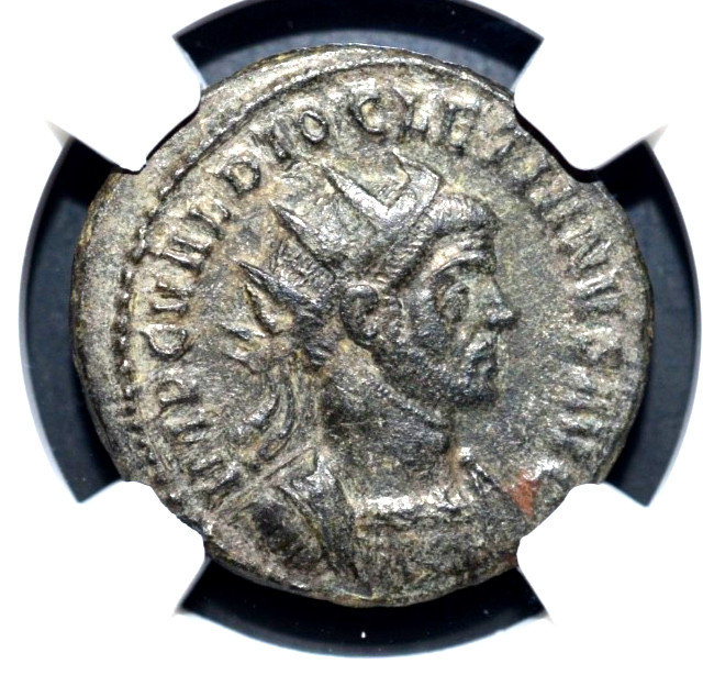 DIOCLETIAN, AD 284-305, BI AURELIANUS, NGC CERTIFIED, (671)