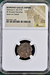 Child Caesar Tetricus II 274AD NGC Genuine Ancient Roman Empire Dbl Denarius