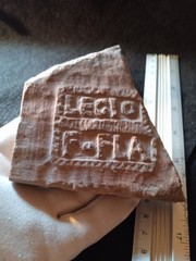 Superb roman fragment clay tegula legionary, Countemark LEGIO F-FLA