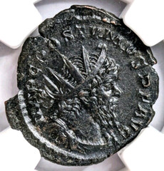 Postumus Romano Gallic AD 260-269 NGC AU BI Double Denarius Roman Empire