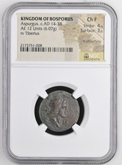 Aspurgus, c.AD 14-38 KINGDOM OF BOSPORUS AE 12 Units NGC CH F
