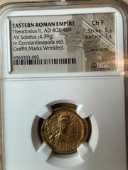 Eastern Roman Empire Theodosius II AD 402-450 Gold Solidus 4.39g NGC Certified