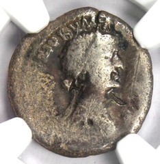 Cleopatra VII and Marc Antony AR Denarius Silver Coin 34 BC – Certified NGC Fine