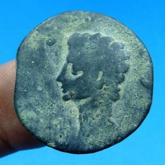 NICE LARGE 25MM COIN OF AUGUSTUS FIRST ROMAN EMPEROR COLONIA PATRICIA IN SPAIN
