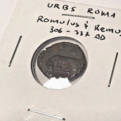 URBS Roman 306 – 337 AD. She-Wolf and twins. Roman Follis. Fine. NGC available