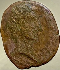 Roman Province of Baetica 42BC-1BC Coin Augustus Male Figure Holding Grapes Rare