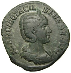 Otacilia Severa (244-249 AD), AE Sestertius, Pudicitia