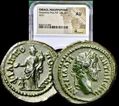 138-161 AD Thrace PHILIPPOPOLIS Antoninus Pius Ancient Roman AE21 Coin NGC AU