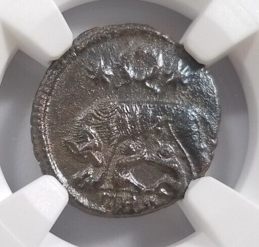 She-Wolf Twins Constantine I NGC AU Roman Empire Nummus Child Remus Romulus Roma