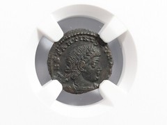 Constantine II Roman Empire AE4 BI Nummus AD 337 NGC Ch AU Soldiers Standards