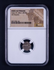 Indo Scythians Azes I/II After c.58 BC AR Drachm NGC RB146