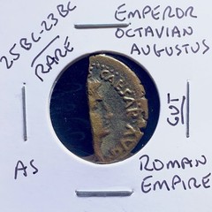 Cut 25BC-23BC Octavian Augustus P Carisius Leg Augusti Ancient Roman Rare Coin
