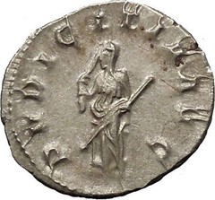 Herennia Etruscilla Hostilian mom Silver Ancient Roman Coin Modesty Cult i52034