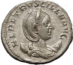 Herennia Etruscilla Hostilian mom Silver Ancient Roman Coin Modesty Cult i52034
