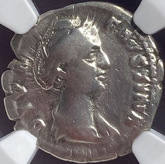 Roman Empress Faustina Sr Silver NGC Graded Denarius Coin 138-140AD Fine Nice