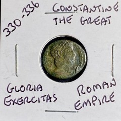 Constantine The Great Roman Coin 330-336AD 2 Soldiers Gloria Exercitas Genuine