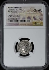 Caracalla, AD 198-217 ROMAN EMPIRE AR Denarius NGC AU55