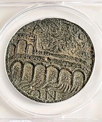 Roman Gallienus Medallion Maeander Bridge ANACS VF20 Ancient Coin AE38