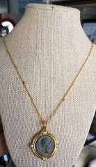 Authentic Ancient Coin of the Roman Emperor Lucius Verus Gold Tone Necklace