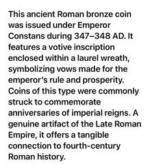 Ancient Roman Coin Emperor Constans 347-348 AD Votive In Wreath Genuine Bronze