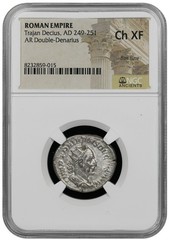 Roman Empire Trajan Decius AD 249-251. AR Double Denarius NGC Choice XF