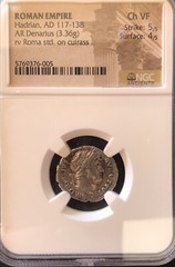 Roman Empire Hadrian AD 117 -138 AR Denarius rv Roma STD on Cuirass