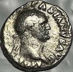 Vespasian Silver Denarius Rev. COS ITER TR POT, Pax Seated Left – NICE DETAIL!