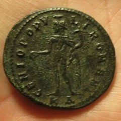 AE Silvered Billon Follis of Maximianus – Genius Populi Roman Tetrarchy EF