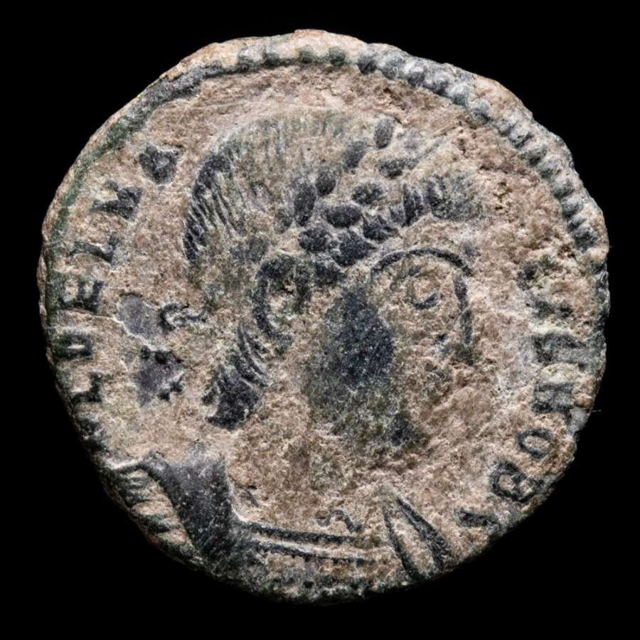*Lucernae* Delmatius 1/2 Follis GLORIA EXERCITVS / SMANI (7461) Antioch 336 AD