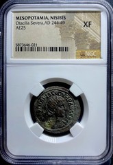 Roman Empress Otacilia Severa Coin 244-249AD NGC Graded Tyche Temple