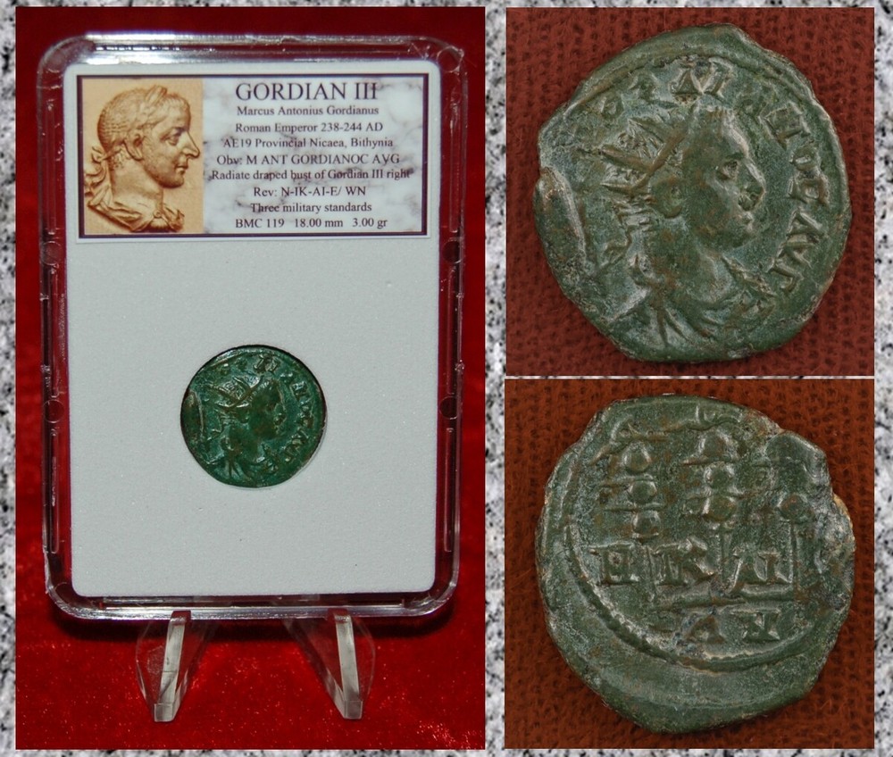 Roman Empire Coin GORDIAN III Military Standards On Reverse Nicaea Bithynia Mint