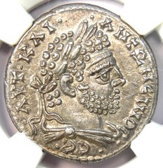 Caracalla BI Tetradrachm Coin 198-217 AD – NGC MS (UNC) – 5/5 Strike and Surface
