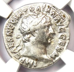 Trajan AR Denarius Silver Roman Coin 98-117 AD – Certified NGC Choice VF