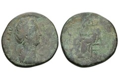 Roman Bronze Sestertius – 140/141 AD – Diva Faustina