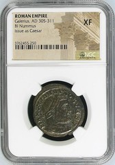 Roman Empire Galerius, AD 305-311. BI Nummus. Issue as Ceasar. NGC XF. #5161