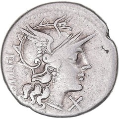 [#1170755] Coin, Sempronia, Denarius, 148 BC, Rome, EF(40-45), Silver, Crawford: