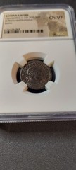 ROMAN EMPIRE SAINT CONSTANTINE I RARE CHRISTIAN CROSS COIN NGC FINE 307-337A.D.