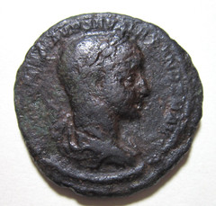 SEVERUS ALEXANDER. AE AS. 222-235 AD. ROME MINT, 225 AD. FIDES REVERSE. RARE.