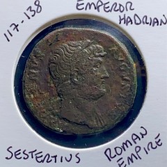 Large Ancient Roman Sestertius Coin 117-138AD Emperor Hadrian Genuine Very Nice
