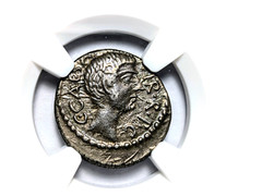 Octavian Augustus Roman Imperatorial NGC Ch VF Silver Denarius 41 BC Horseback