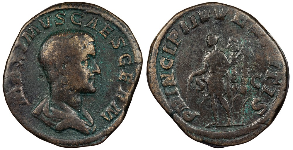 Maximus, as Caesar 235-238 A.D. Sestertius Good Fine PRINCIPI IVVENTVTIS #AC1031