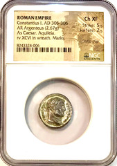 305-306 AD Constantius I Silver Argenteus Ancient Roman Coin NGC Choice XF