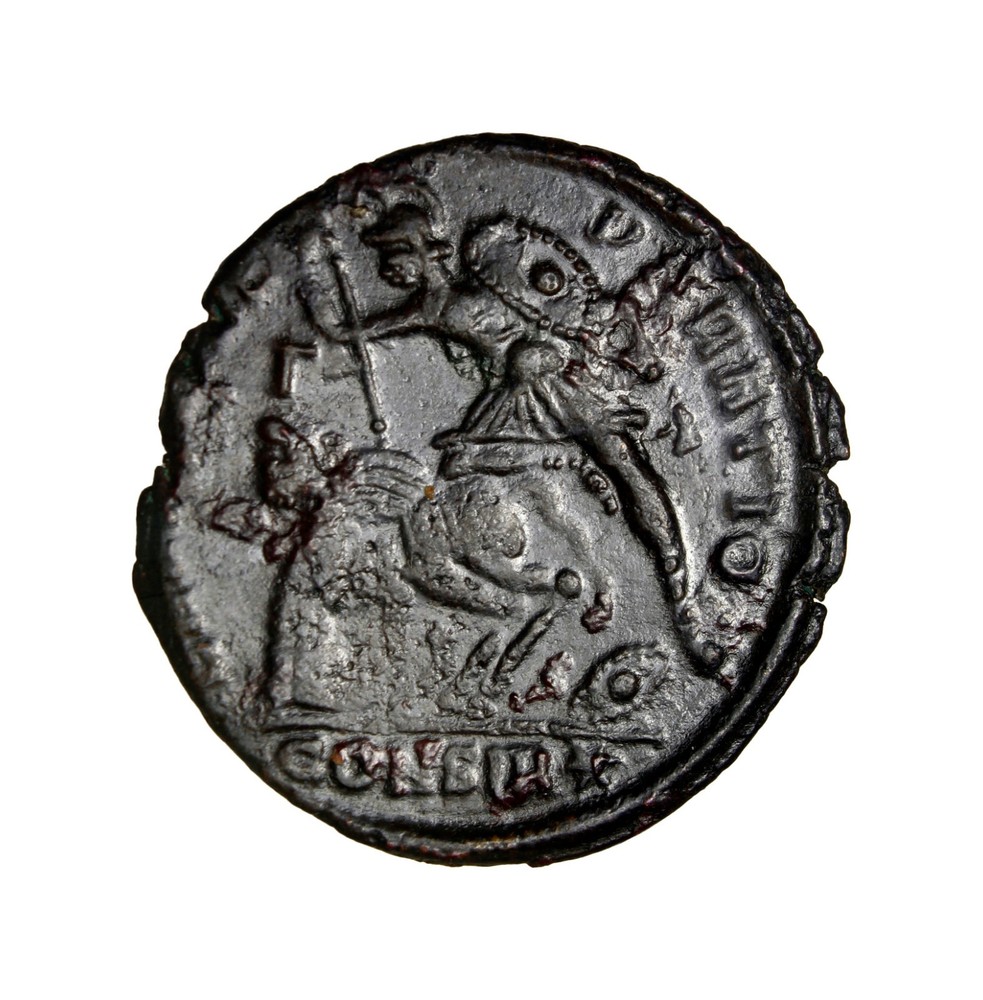 Roman Imperial Spearing Horseman CONSIA Star Constantius II (337-361), Æ COA