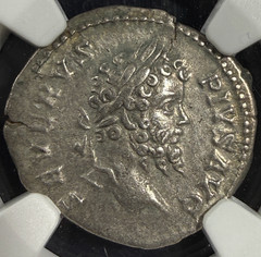 Sept. Severus AD 193-211 Roman Empire AR Denarius NGC Ch VF Full Feature Strike