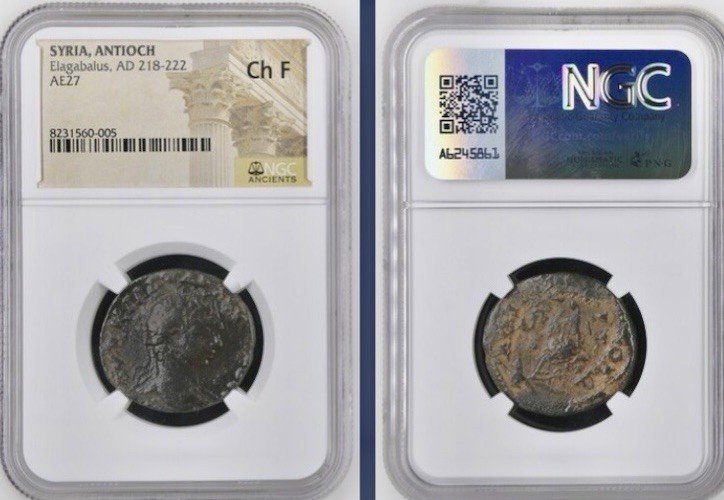Emperor Elagabalus 218-222AD NGC Certified Graded Coin Genuine Authentic Roman