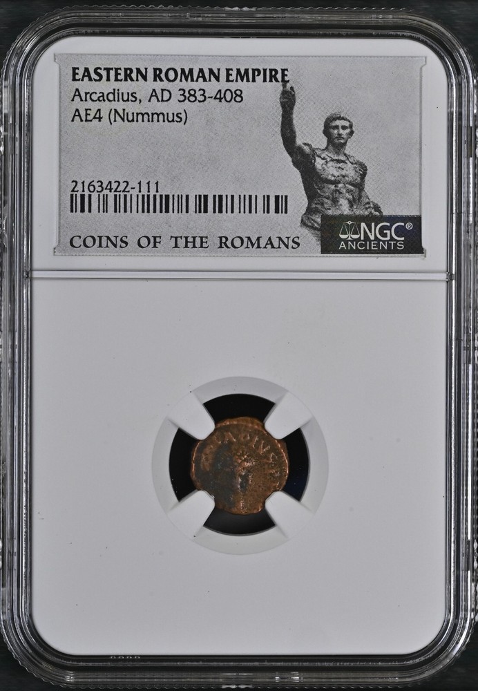 Eastern Roman Empire-Arcadius AD 383-408, AE4 (Nummus) NGC ANCIENTS GREAT DETAIL