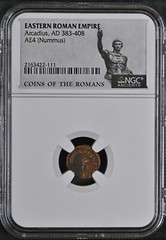 Eastern Roman Empire-Arcadius AD 383-408, AE4 (Nummus) NGC ANCIENTS GREAT DETAIL